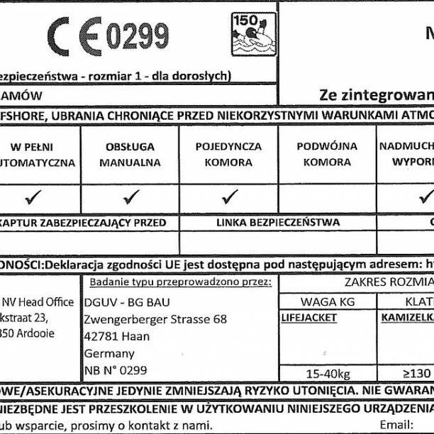 NOWOŚĆ - Kamizelka pneumatyczna dla dzieci 100N 